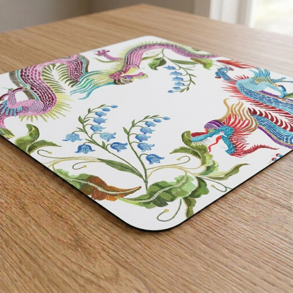 Dragons & Roses Mahjong Mat — Black