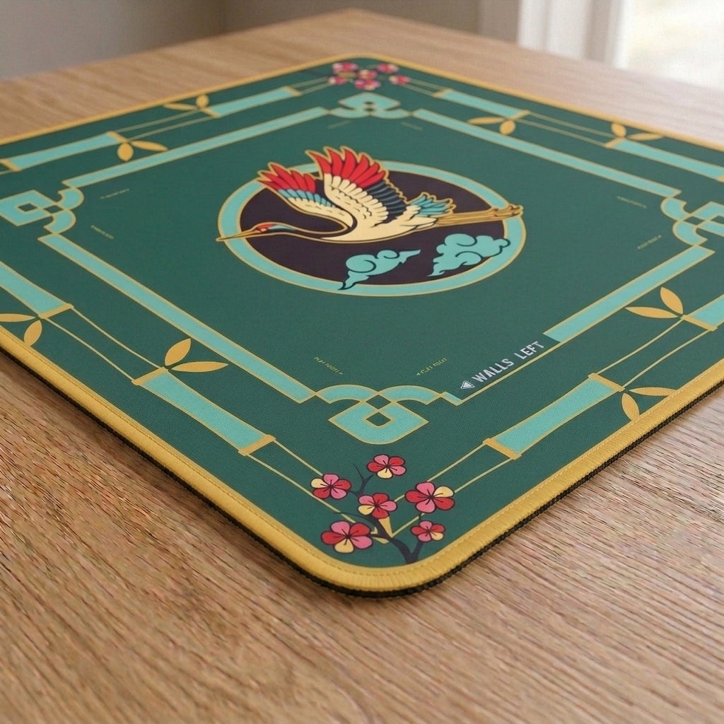 Crane & Cloud Mahjong Mat — Non-Slip Table Cover