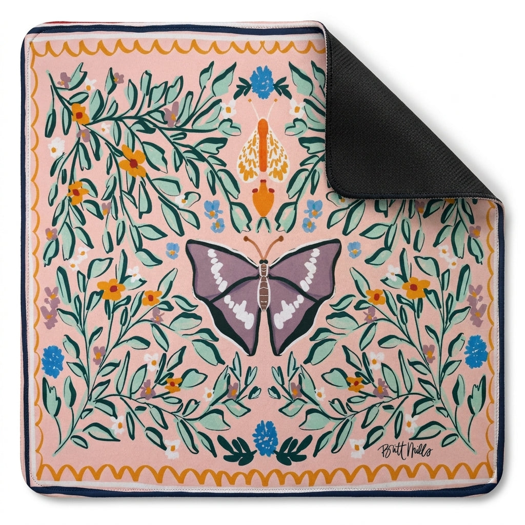 Butterfly Garden Mahjong Mat — Blush