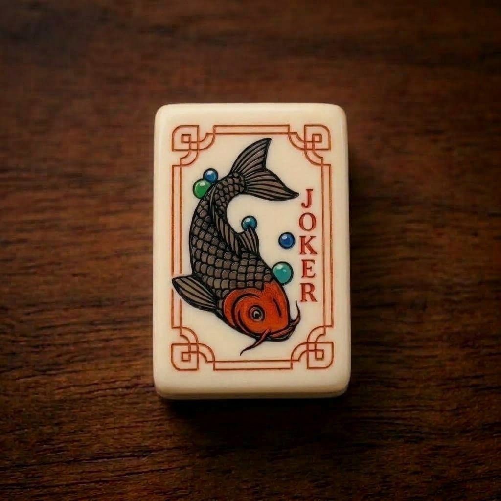 Crane & Cloud Mahjong Set — Ivory Tiles with Olive Backs