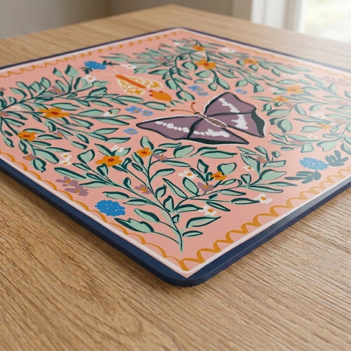 Butterfly Garden Mahjong Mat — Blush