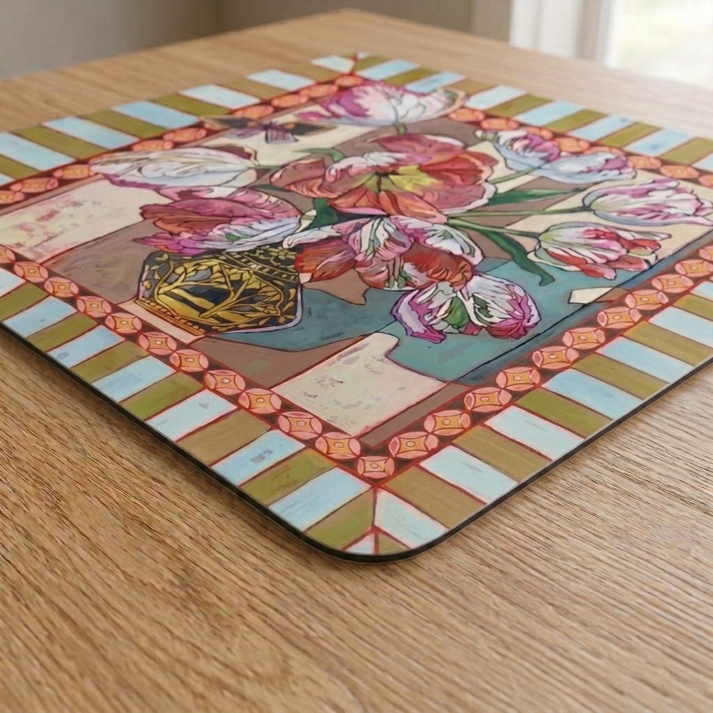 Painted Tulips Mahjong Mat — Multi