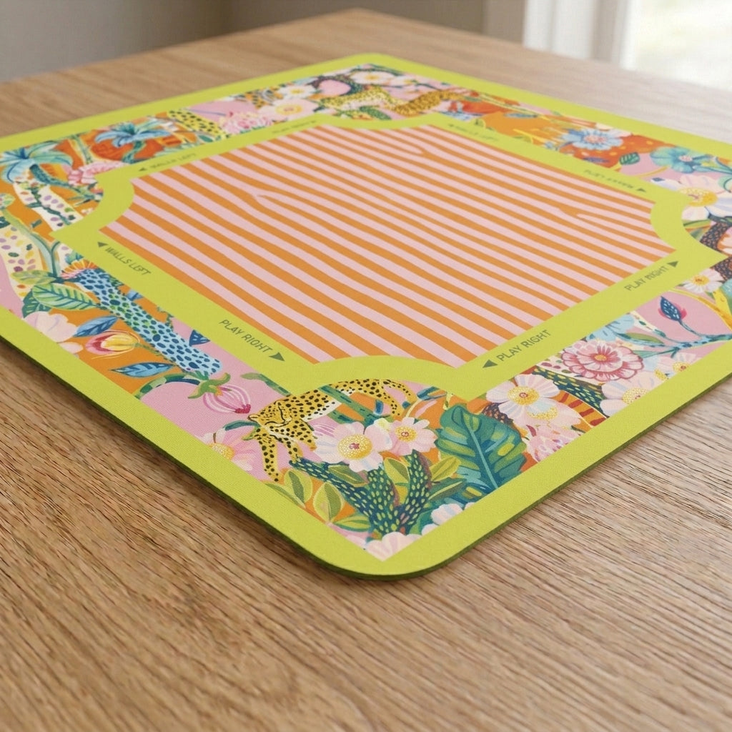 Tropical Stripe Mahjong Mat — Pink & Orange