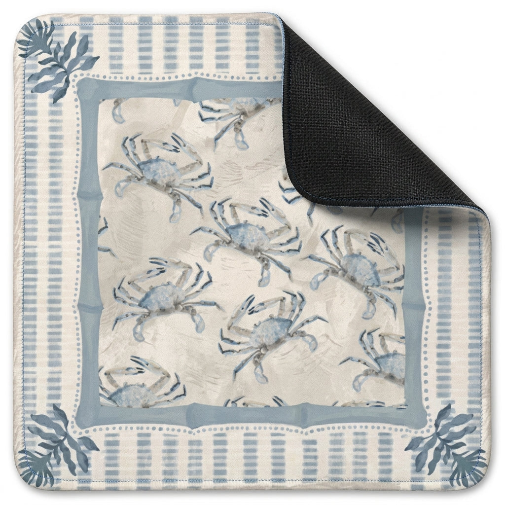 Coastal Crab Mahjong Mat — Blue & Sand