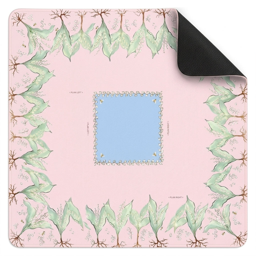 Lily of the Valley Mahjong Mat — Pink & Sky Blue