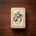 Blue Crane Mahjong Tile — Ivory & Gold