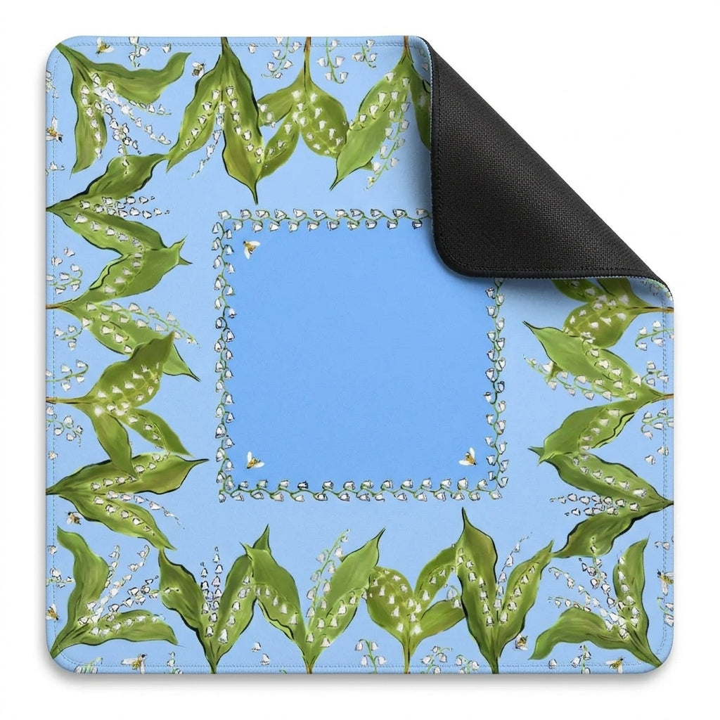 Lily of the Valley Mahjong Mat — Pink & Sky Blue
