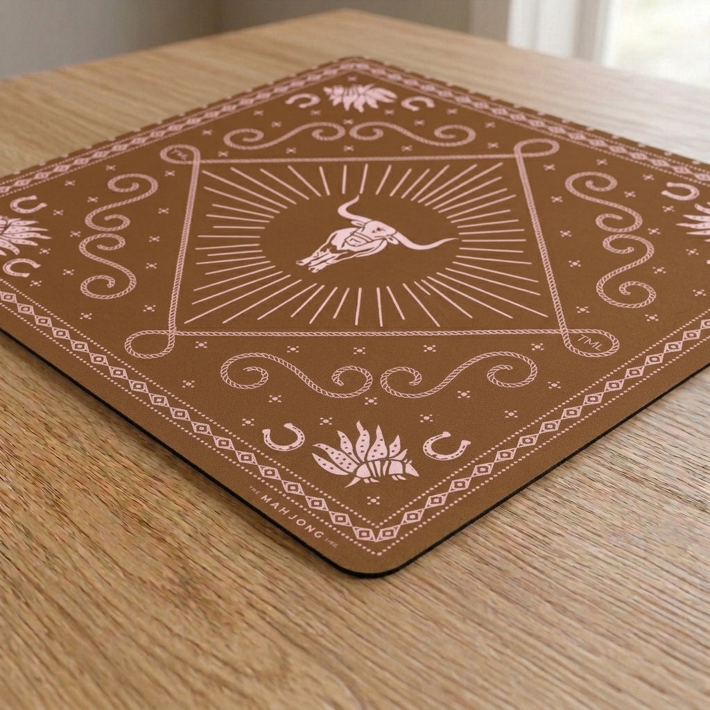 Longhorn Bandana Mahjong Mat — Rust