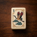 Crane & Cloud Mahjong Set — Ivory Tiles with Olive Backs