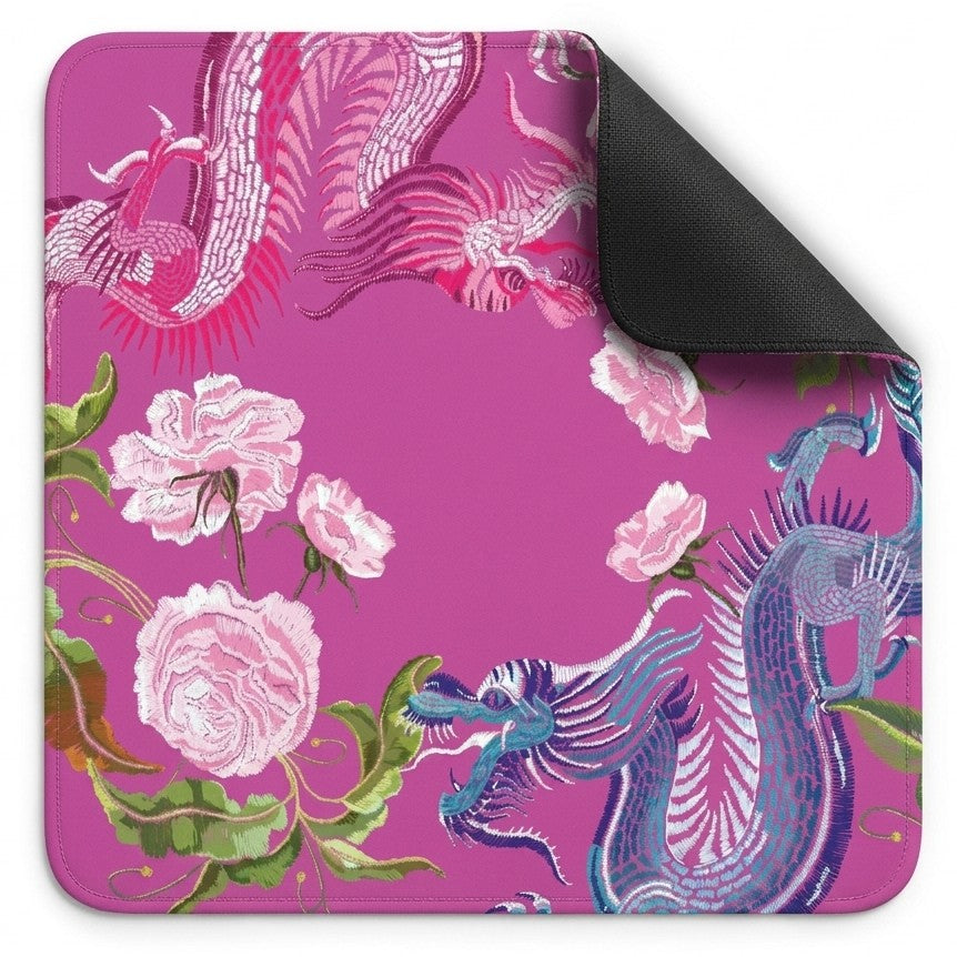 Dragons & Roses Mahjong Mat — Black