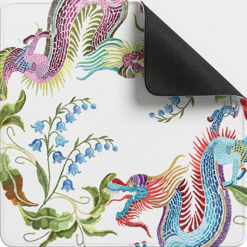 Dragons & Roses Mahjong Mat — Black