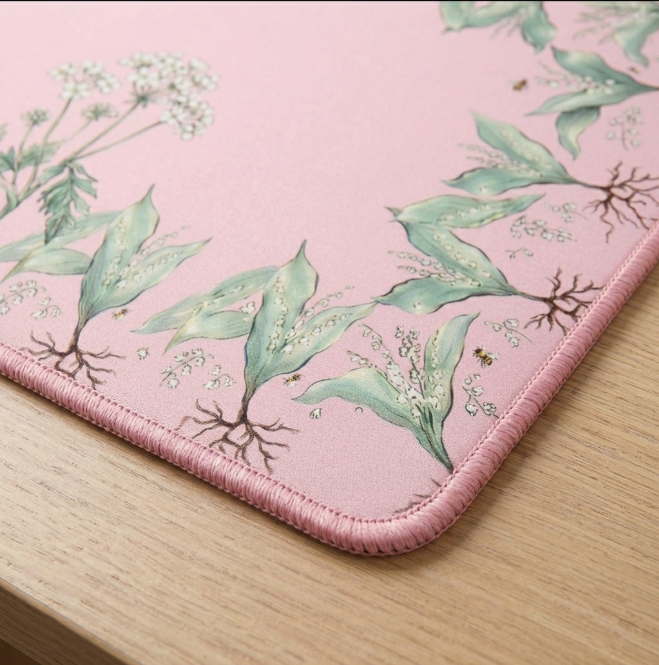 Lily of the Valley Mahjong Mat — Pink & Sky Blue